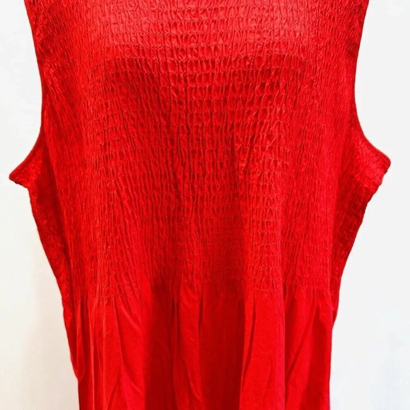 NWT CROFT & BARROW Women Sleeveless Full Length Shirred Red Maxi Dress Size 3X - Picture 4 of 14